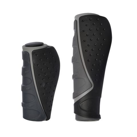 BICYCLE PARTS - GRIPS - DUAL DENSITY ERGO GRIPS FOR SINGLE GRIPSHIFT MTB GRIPS, 91MM & 131MM - BLACK/GREY - OXFORD PRODUCT