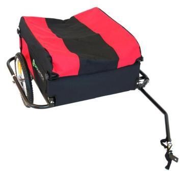 BICYCLE PARTS - BICYCLE CARGO TRAILER. STEEL FRAME. RED /BLACK COVER, LOADING SIZE 75 X57.5 X32 CM, CAPACITY 60 KG