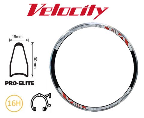 BICYCLE PARTS - VELOCITY RIM - PRO - ELITE 700C 16H BLACK ANO MSW