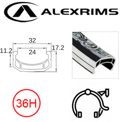 BICYCLE PARTS - RIM 24 X 24MM - ALEX DM24 - 36H - (507 X 24) - SCHRADER VALVE - RIM BRAKE - D/W - BLACK - EYELETED - MSW - (ERD 495)