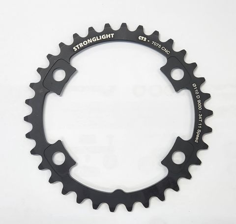 Stronglight CT2 7075 CNC Road Chainring 34T 110mm BCD 4B Hole Black For 11 Speed Shimano DI2 - Lightweight Cycling Part