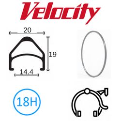 BICYCLE PARTS - RIM 700C X 14MM - VELOCITY AEROHEAD - 18H - (622 X 14) - PRESTA VALVE - RIM BRAKE - D/W - GREY (ANODISED) - MSW