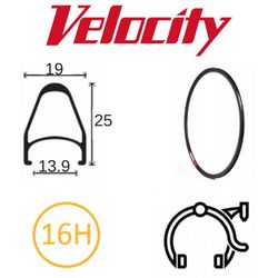 BICYCLE PARTS - VELOCITY RIM - FUSION RIM 700C 16H BRIGHT SILVER MSW