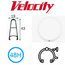BICYCLE PARTS - RIM 700C X 13MM - VELOCITY B - 43 - 48H - (622 X 13) - PRESTA VALVE - RIM BRAKE - D/W - WHITE