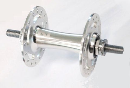 BICYCLE PARTS - HUB FRONT, NUTTED, SEALED, TRACK, NOVOTEC, 32H, 3/8 AXLE, 100MM OLD, ALLOY SILVER