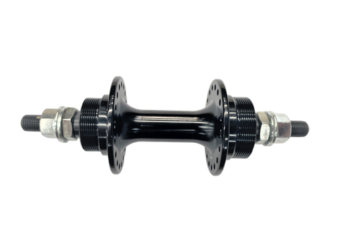 BICYCLE PARTS - HUB FLIP FLOP NUTTED BLACK 36H, 3/8 NUTTED AXLE.