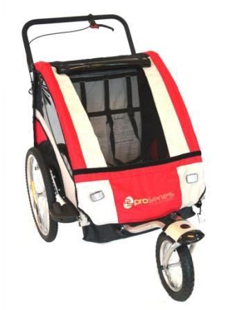 BICYCLE PARTS - BICYCLE TRAILER/JOGGER RED, STEEL FRAME. UPGRADED W/SWIVEL & LOCK IN FRONT WHEEL 40KG MAX WEIGHT