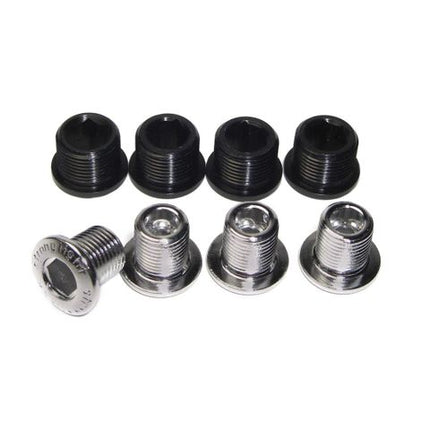 BICYCLE PARTS - CHAINRING BOLT KITS, MTB SCREW FOR SRAM XO XX X7 X9 (4 ARMS)STEEL & ALLOY, SILVER (7.85 OD X 10.24MM) / BLACK (9.95 OD X 8.65MM)