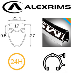 BICYCLE PARTS - RIM 700C X 17MM - ALEX AT510 - 24H - (622 X 17) - PRESTA VALVE - RIM BRAKE - D/W - BLACK - MSW - (TUBELESS READY)