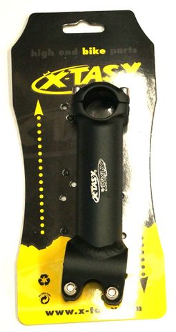 BICYCLE PARTS - AHEAD STEM - 120MM EXT, 6 DEGREE, 28.6MM DIA., 25.4MM BB, BLACK WITH WHITE XTASY LOGO