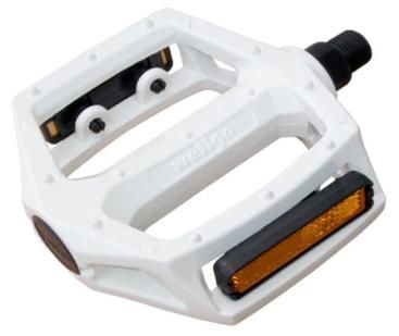 BICYCLE PARTS - PEDALS 9/16 BMX, LARGE PLATFORM, ONE PIECE ALLOY BODY, WHITE BY WELLGO