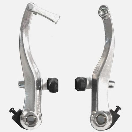 BICYCLE PARTS - BRAKE - V BRAKE SET FOR CRUISER, 120MM ARMS, LINEAR TYPE DUAL SPRING, ALLOY, SILVER (FRONT & REAR)
