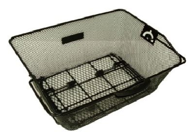 BICYCLE PARTS - BASKET - REAR, WITH Q/R FOR MOST REAR RACKS, BLACK, 40CM X 30CM X 15CM