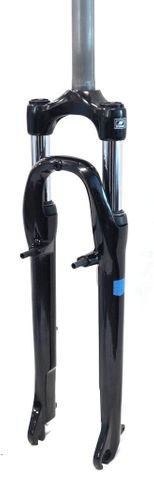 BICYCLE PARTS - SUSPENSION FORK 700C, THREADLESS, SR SUNTOUR, TRAVEL 63MM, FOR AXLE 9MM, COIL SPRING, ALLOY CROWN, W/PIVOT ONLY FOR V BRAKE, STEM: 1 1/8, BLACK (STEERER LENGTH 255MM)
