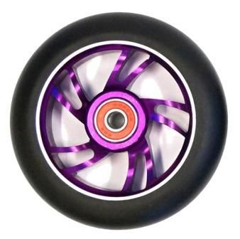 BICYCLE PARTS - SCOOTER WHEEL, ALLOY, 100MM INCL ABEC - 9 BEARING, PURPLE CORE, SENSATIONAL