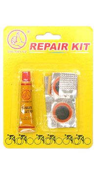 BICYCLE PARTS - REPAIR KIT ON CARD, 6X25MM PATCHES/SOLUTION/RASP