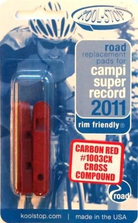 BICYCLE PARTS - BRAKE PADS - KOOL STOP SUPER RECORD INSERT 1003 CARBON CROSS KSSR03CX