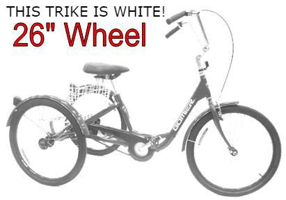 Adult Tricycle 26 Inch Wheel 6 Speed Shimano White Comfortable Cruiser Bike For Sale