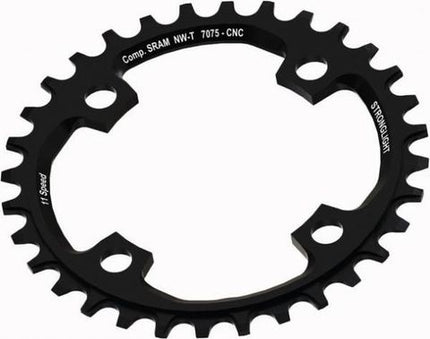 BICYCLE PARTS - CHAINRING STRONGLIGHT SRAM XO1 104 4B 34T - BLACK CONVERSION 2X1 (COMPATIBLE WITH CHAINRING BOLT SL350134)