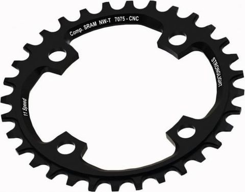 BICYCLE PARTS - CHAINRING STRONGLIGHT SRAM XO1 104 4B 34T - BLACK CONVERSION 2X1 (COMPATIBLE WITH CHAINRING BOLT SL350134)