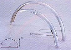 BICYCLE PARTS - MUDGUARD SET 26, FRONT & REAR, MTB, ALLOY, CP WITH INSIDE STAY, 70MM WITH ROUND PROFILE