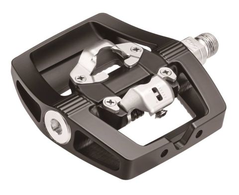 BICYCLE PARTS - PEDALS H/DUTY PEDALS, 9/16 BLACK ONE PIECE BODY, CLEAT ONE SIDE (CLEATS NOT INCLUDED), W/ BLACK INLAID GRIP TREAD ON OTHER SIDE