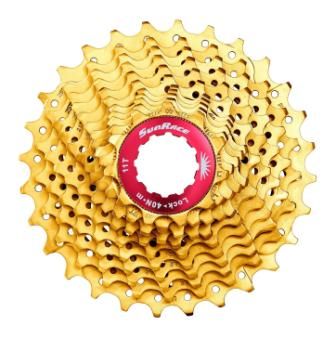 BICYCLE PARTS - CASSETTE - 11 SPEED, 11 - 28T, TITANIUM - NITRIDE (GOLD), QUALITY SUNRACE PRODUCT