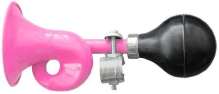 BICYCLE PARTS - HORN - FLUGEL, STEEL, 185MM LONG, FITS ALL STANDARD HANDLEBARS, PINK, CLEAN MOTION