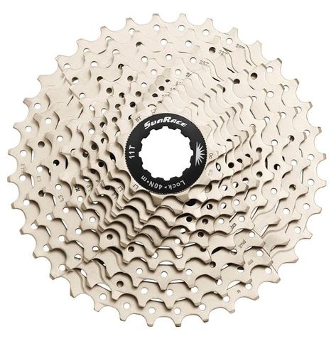BICYCLE PARTS - CASSETTE - 10 SPEED, 11 - 36T, METALIC SILVER, QUALITY SUNRACE PRODUCT