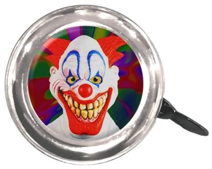 BICYCLE PARTS - BELL - EVIL CLOWN, STEEL, 55MM DIAMETER, FITS ALL STANDARD HANDLEBARS, CLEAN MOTION SWELL BELL