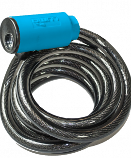 BICYCLE PARTS - LOCK WITH BLUE HIGHLIGHTS, CABLE 12MM X 1850MM, KEY LOCK, LUMA NO1 LOCK BRAND IN SPAIN (NO MOUNTING BRACKET)