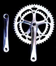 BICYCLE PARTS - CHAINWHEEL SET 175MM X 53/39T, 130 BCD, REPLACEABLE CHAIN RINGS, DIAMOND TAPER SILVER
