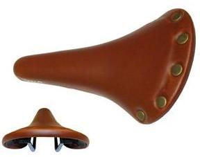BICYCLE PARTS - SADDLE RETRO, 274MM X 153MM, VINYL TOP WITH RIVETS, BROWN
