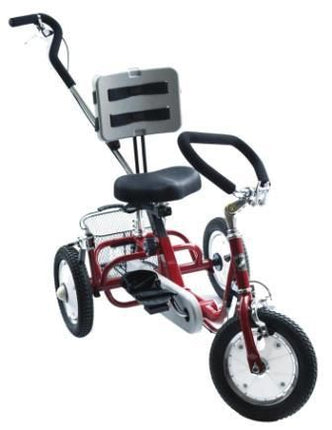 BICYCLE PARTS - REHATRI TRIKE 12 FRONT AND REAR WHEEL SIZE, RED, WITH REAR STEERING CONTROL