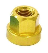 BICYCLE PARTS - ALLOY HUB AXLE NUT - 3/8 FLANGE TYPE, GOLD