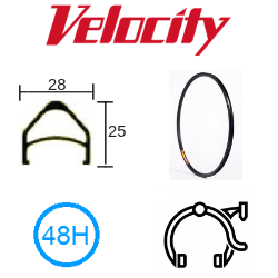 BICYCLE PARTS - RIM 20 X 23MM - VELOCITY TAIPAN - 48H - (406 X 23) - PRESTA VALVE - RIM BRAKE - D/W - BLACK (ANODISED)
