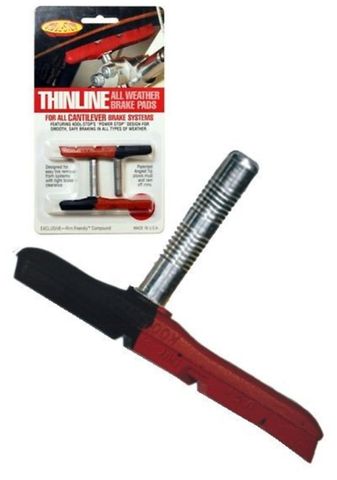 Kool-Stop Kool Stop Thinline All Weather Brake Pads For Cantilever Systems, Dual Compound, Red/black
