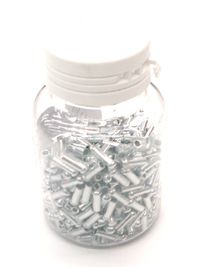 BICYCLE PARTS - CABLE END - BRAKE INNER WIRE CAP, 1.2 - 1.8MM DIA, SILVER (BOTTLE OF 500)