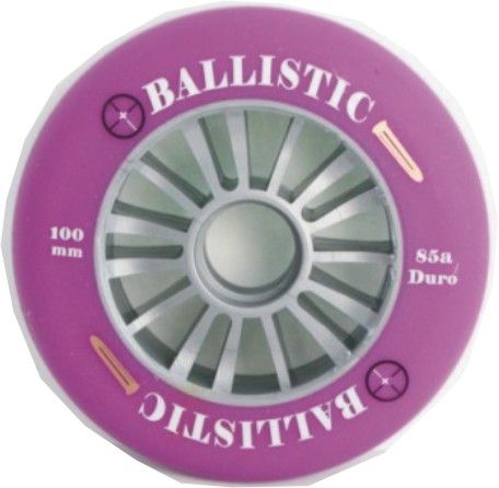 BICYCLE PARTS - SCOOTER WHEEL, BALLASTIC , 100MM, SILVER PLASTIC CORE, PURPLE PU