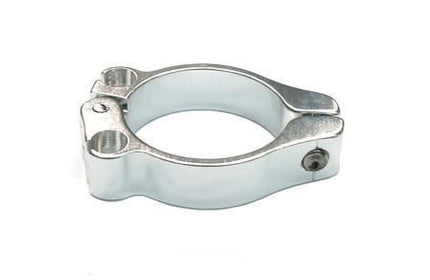 BICYCLE PARTS - CABLE STOP CLAMP - 28.6MM DIA, SILVER