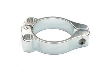 BICYCLE PARTS - CABLE STOP CLAMP - 28.6MM DIA, SILVER