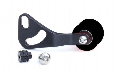 BICYCLE PARTS - CHAIN TENSIONER - SINGLE SPEED, ALLOY, BLACK/BLACK (WORKS WITH NUTTED & Q/R AXLES)