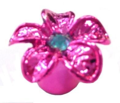Shiny Pink Flower Valve Caps With Teal Gem For Schrader A/v Tire Stems, Cute Bicycle Accessories For Women And Girls, Unique Bike Decoration