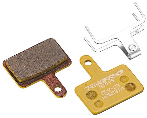 BICYCLE PARTS - TEKTRO DISC BRAKE PADS - FOR 2 PISTON TEKTRO AND SHIMANO CALIPER WITH SPRING RETURN, SEMI METTALLIC TYPE, YELLOW, A10YS