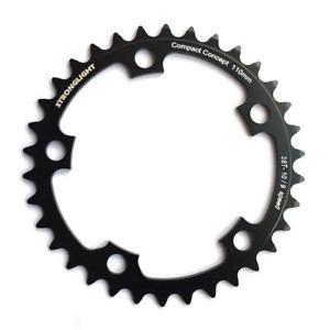 BICYCLE PARTS - CHAINRING - ROAD STRONGLIGHT , 38T, 5083 BLACK - 110MM BCD, 5 HOLE FOR 9/10 SPD