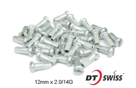 BICYCLE PARTS - DT NIPPLES 14G ALLOY, 12MM SILVER (INDIVIDUAL)