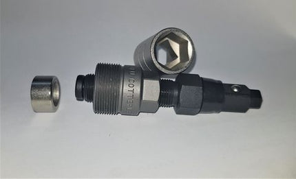 BICYCLE PARTS - TOOL, CRANK EXTRACTOR - SQUARE TAPER & ISIS/OCTA LINK W/MAGNETIC ATTACHMENT - INCLUDES 14/15MM SOCKET/8MM HEX