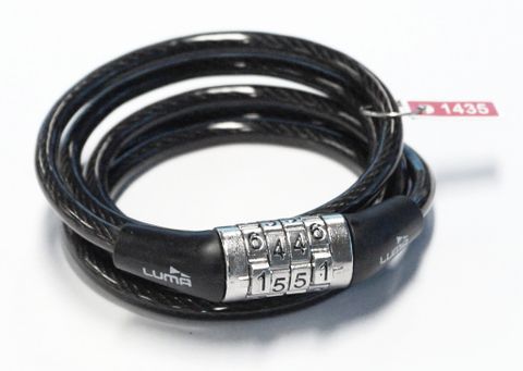 BICYCLE PARTS - LOCK, CABLE, COMBINATION 6MM X 1200 MM, LUMA NO1 LOCK BRAND IN SPAIN