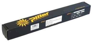 BICYCLE PARTS - SPOKES - PILLAR DOUBLE BUTTED SPOKES, 286MM, BLACK (BOX OF 72) - 14G J HOOK & THREAD, 15G MIDDLE, J HOOK, STAINLESS STEEL, 14 GAUGE CP BRASS NIPPLES, PD1415