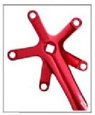 BICYCLE PARTS - CRANK SET 170MM CRANK, 130 BCD, USES 103MM BB, LEFT & RIGHT, SINGLE SPEED, ALLOY RED